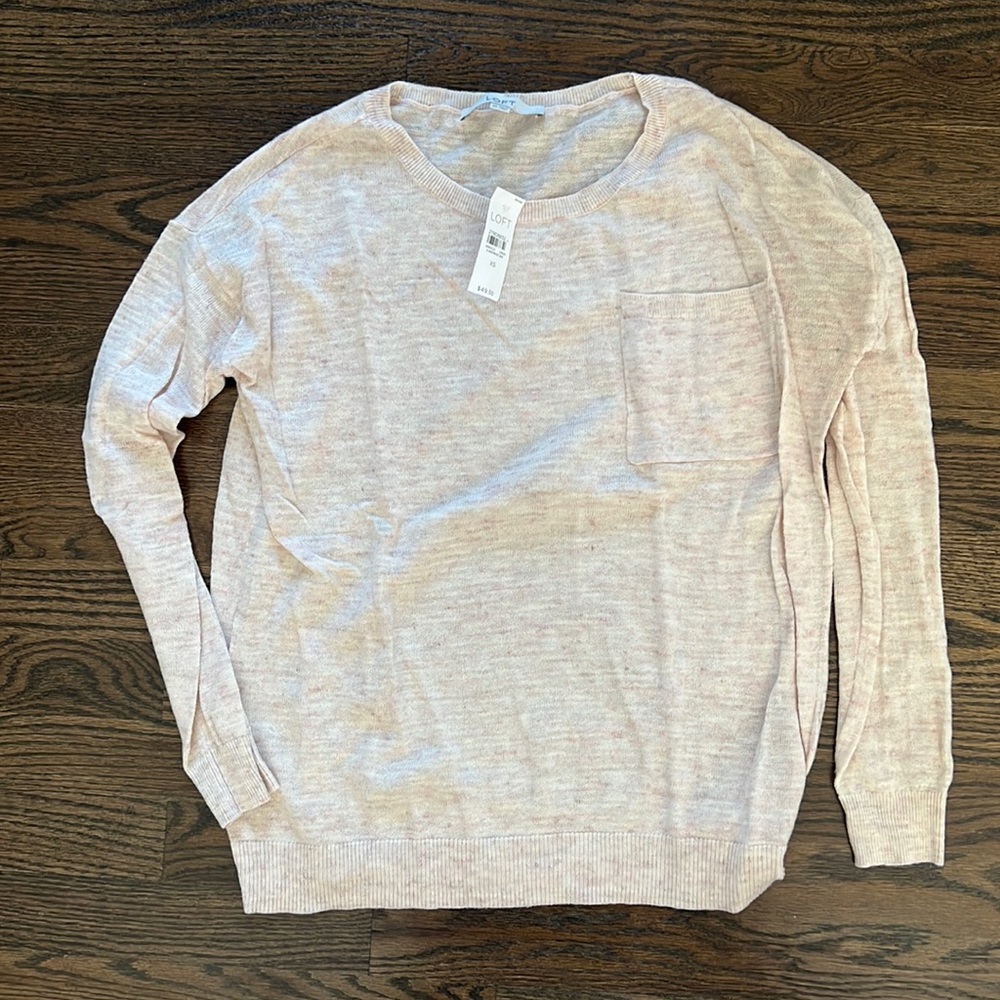 NWT LOFT sweater pink speckle XS